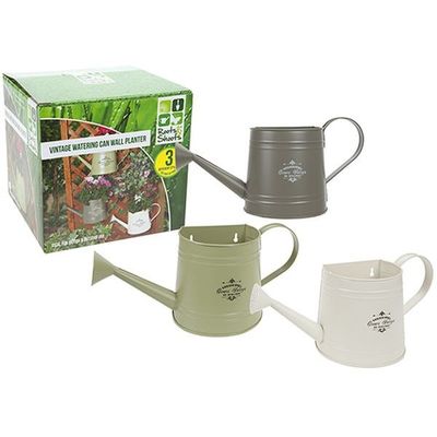 Vintage Wall Half Watering Can Planter In Colour Box 3 Assorted