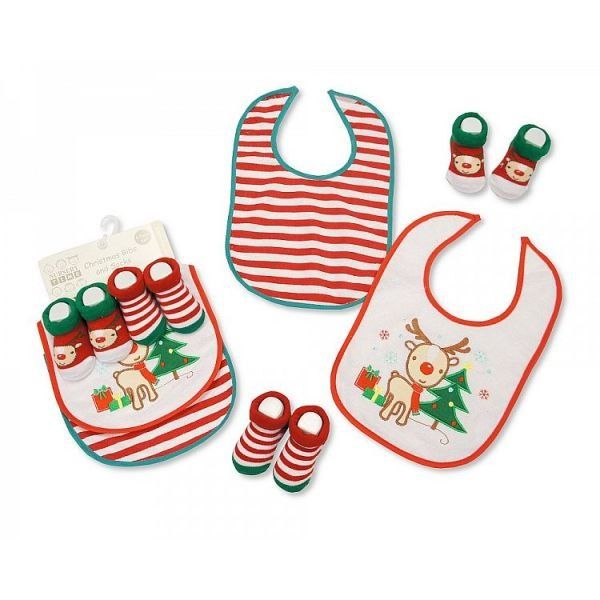 Baby Bibs And Socks Set -christmas By Nursery Time