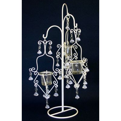 Cream Candelabra with Crystal Drops