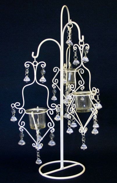Cream Candelabra with Crystal Drops