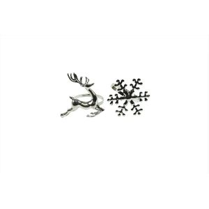 2 Assorted silver Napkin Rings Snow reindeer