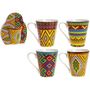 4 Assorted Aztec Range Design Stone Ware Mug With Wraparound Sleeve  