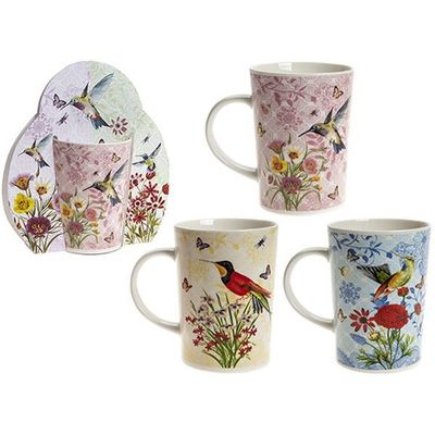 3 Assorted Flowers With Bird Des Stone Ware Mug With Wraparound Sleeve  