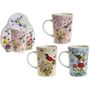 3 Assorted Flowers With Bird Des Stone Ware Mug With Wraparound Sleeve  