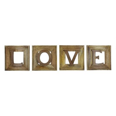 Home Living Set Of 4 Wooden Wall Plaques 