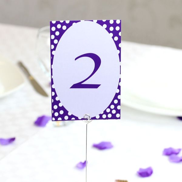 Purple Polka Dot Table Number