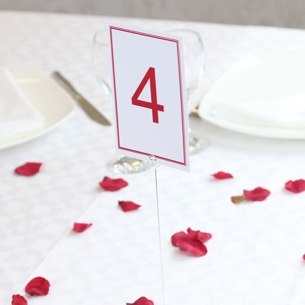 Red Plain Border Table Number