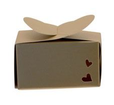 Gold Rectangle Heart Favour Box