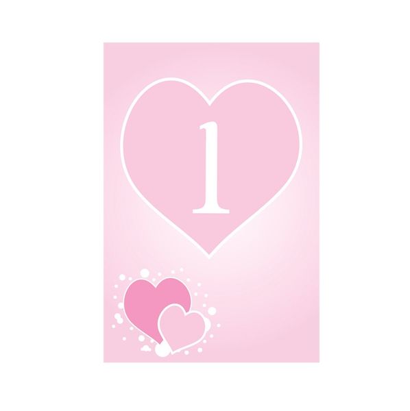 1 Pink Heart Table Numbers
