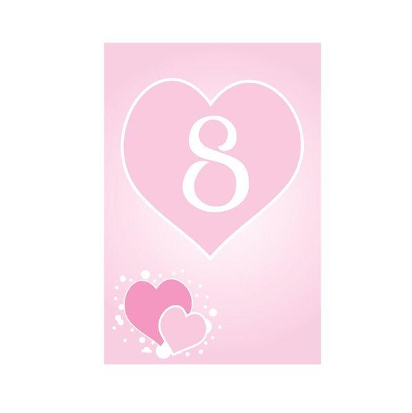 9 Pink Heart Table Numbers