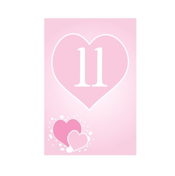 11 Pink Heart Table Numbers