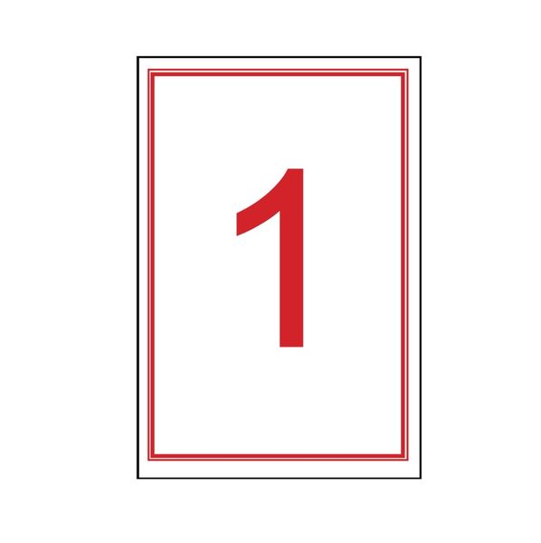 1 Red Plain Table Number
