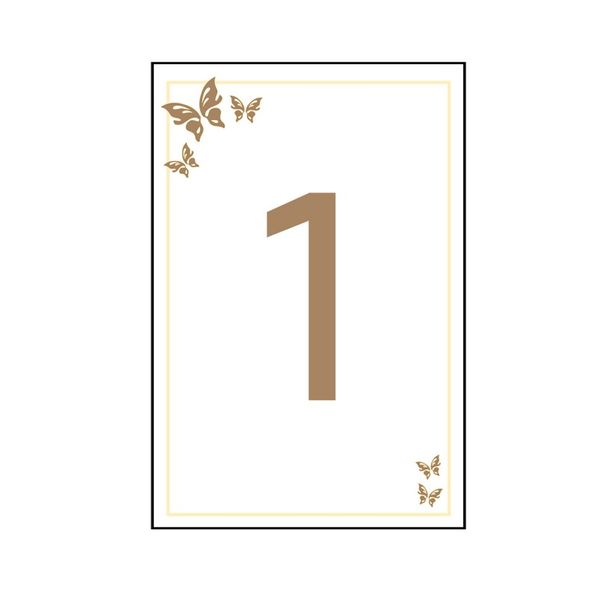 1 Gold and Cream Butterfly Table Number