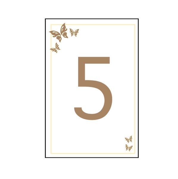 5  Gold and Cream Butterfly Table Number