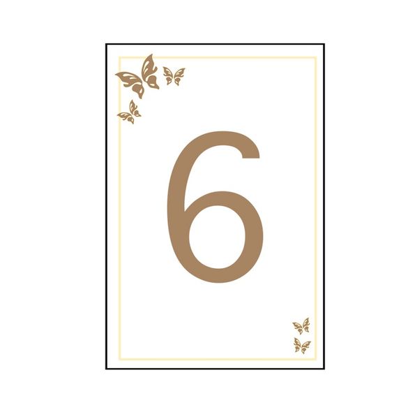 6  Gold and Cream Butterfly Table Number