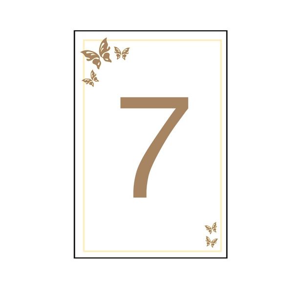 7  Gold and Cream Butterfly Table Number