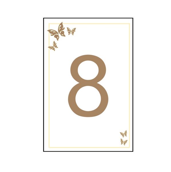 8  Gold and Cream Butterfly Table Number