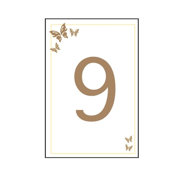 9  Gold and Cream Butterfly Table Number