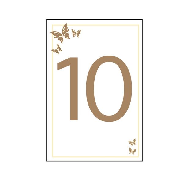 10  Gold and Cream Butterfly Table Number