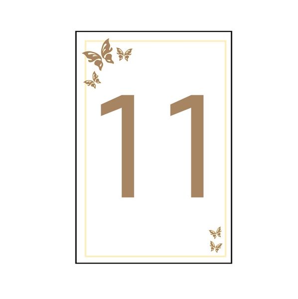 11 Gold and Cream Butterfly Table Number