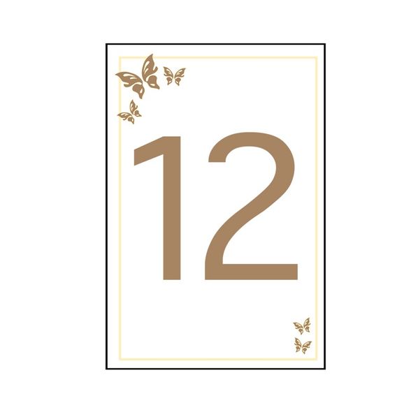 12 Gold and Cream Butterfly Table Number
