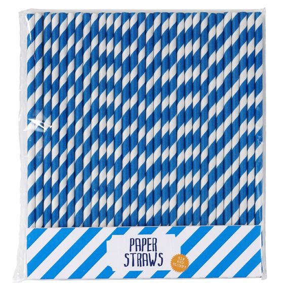 Blue and White Paper Straw