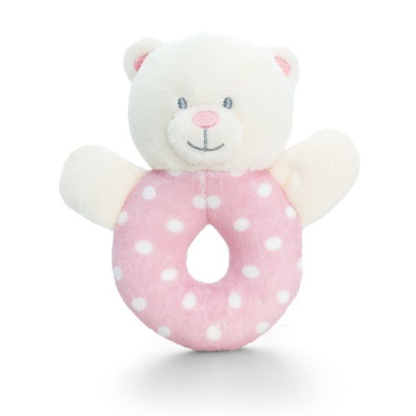 12cm Baby Bear Ring Rattle 2  Assorted By Keel Toys - Blue & Pink