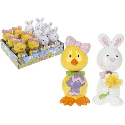 2 Assorted Resin Easter Wobblers W glitter In 12pc Display Tray