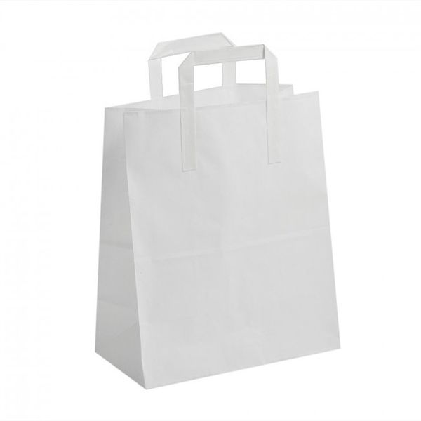White Paper Carrier Bags with Handles (25 pk)