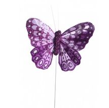 Purple Glittered Butterfly 7cm