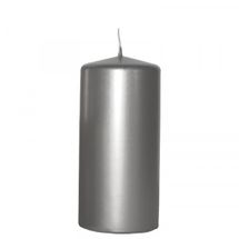 Silver Pillar Candle 15cm