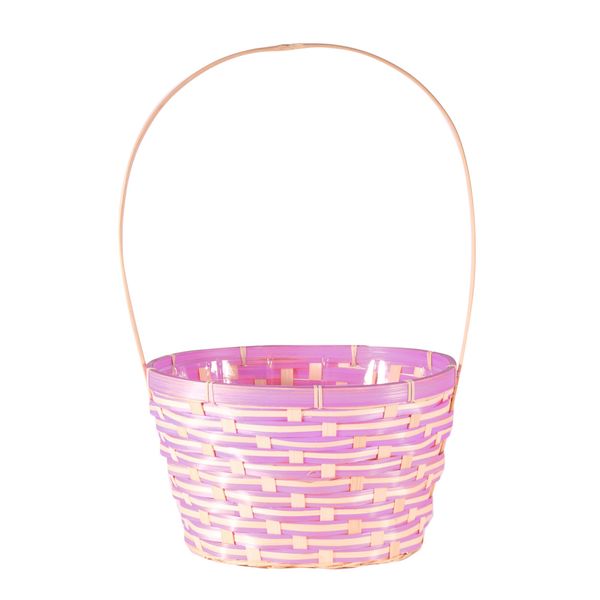 Lilac Oval Bamboo Basket with Handle (19cm)