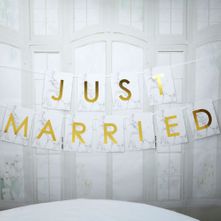 Large Just Married Marble Bunting