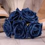 Bunch of 5 Navy Blue Foam Open Tea Rose