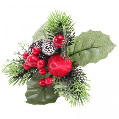 Red Berries and Apple Christmas Pick