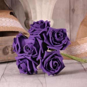 Bunch of 6 Purple Foam Tea Rose