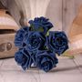 Bunch of 6 Navy Blue Foam Tea Rose