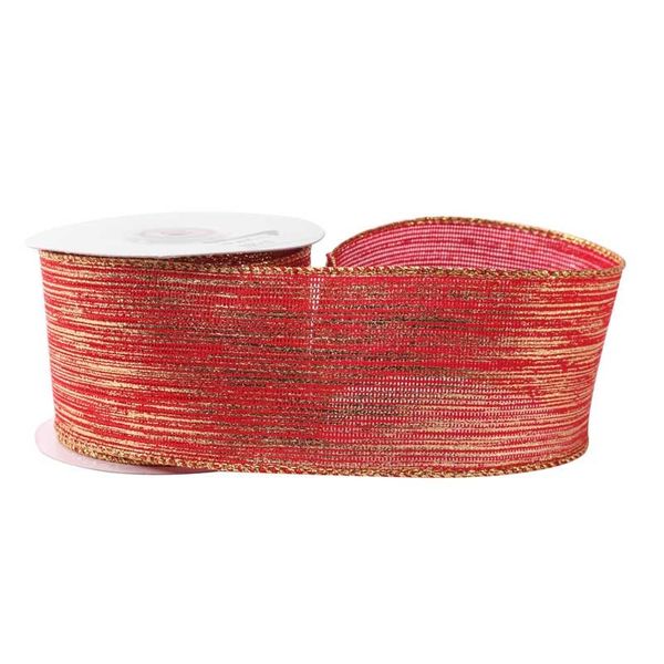 Red with Gold Thread Ribbon (63mm x 10yds)
