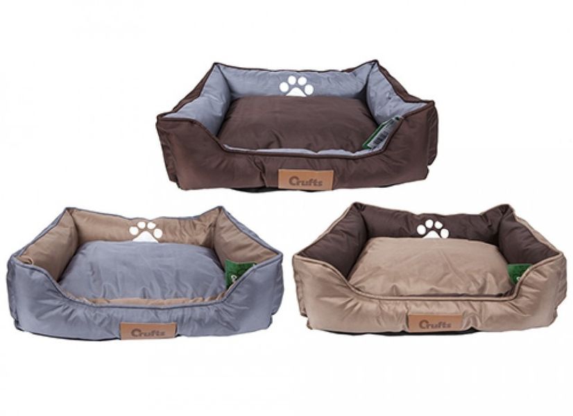 Crufts Med Oxford Nylon Rect Bolster Pet Bed W/Hangtag 3Ass
