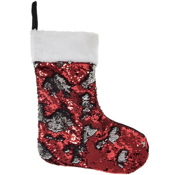 Sequin Stocking red silver