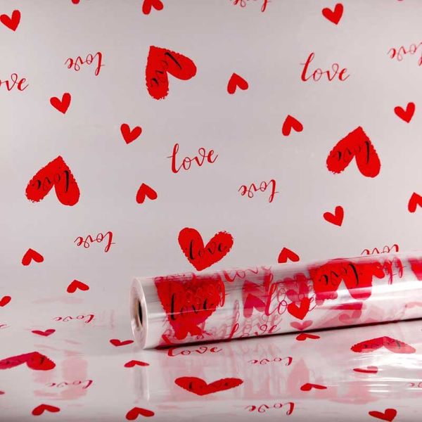 Red Love Hearts Cellophane