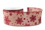 Natural with Red Glitter Snowflakes Ribbon (63mm x 10yds)