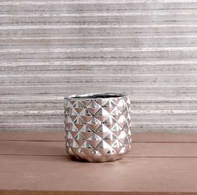 Silver Pineapple Ceramic Pot 10.8cm