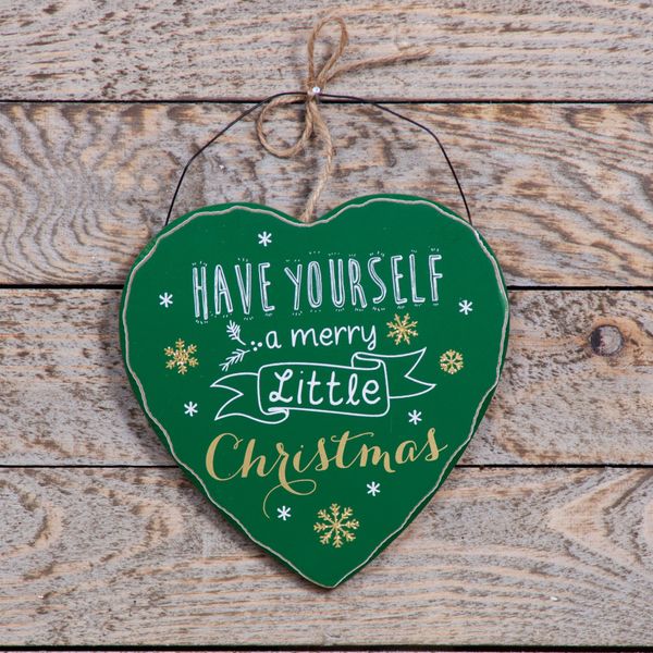 Green Merry Christmas Heart Plaque