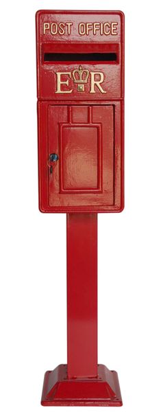 Red ER Metal Post Box on Stand (119cmx26cm)