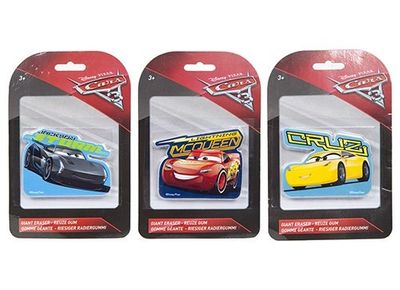 Cars 3 Jumbo Eraser On Blister Card 3 Assorted