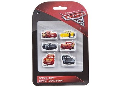 Cars 3 6 Piece Eraser Set On Blister Card