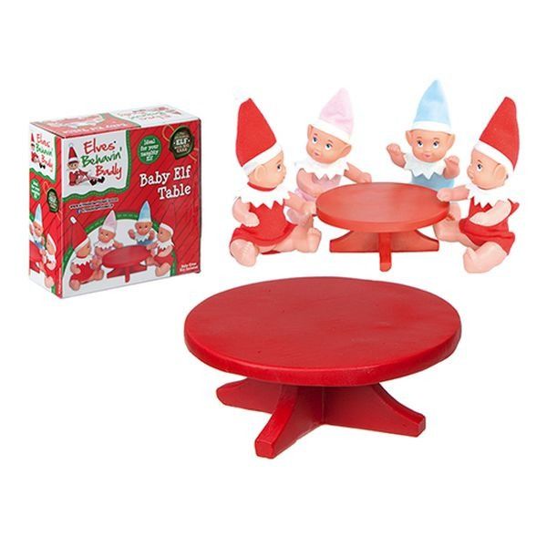 4.5 Inchd Red Polystone Mini Elf   Baby Table In Printed Box     