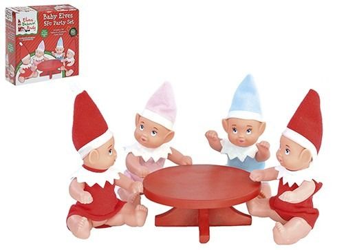 5pc Elf Baby Party Set With 4 Elf Babies+1pc Polystone Table    