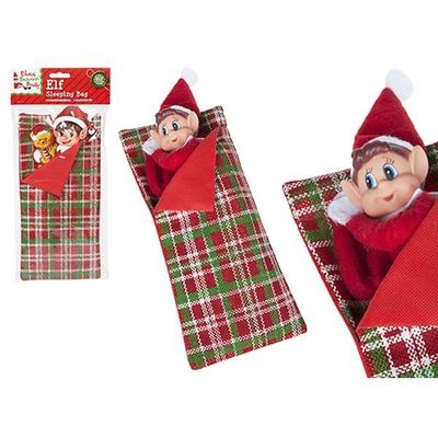 5.5 Inch(w)x12 Inch(l) Patterned Elf   Sleeping Bag With Pillow With H-card
